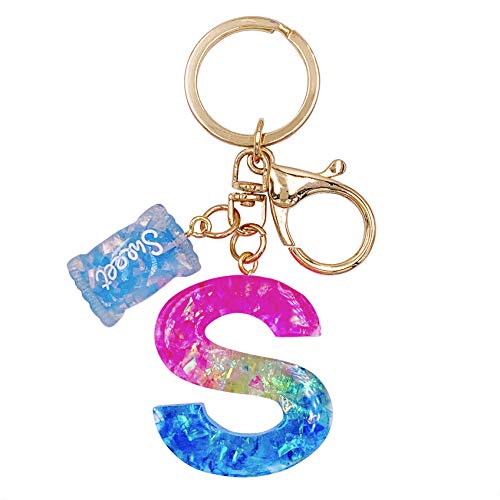 SELOVO Initial S Key Chain Letter Alphabet Charm Keychain for Women Girl