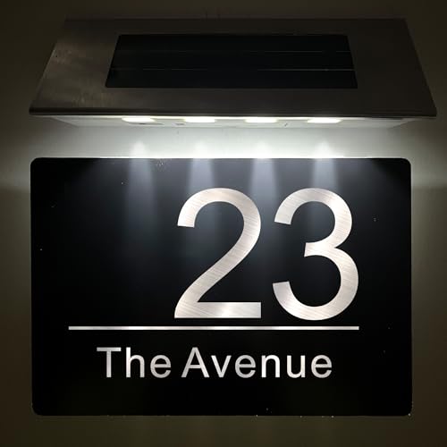 Solar House Number Plaque 195mm x 130mm