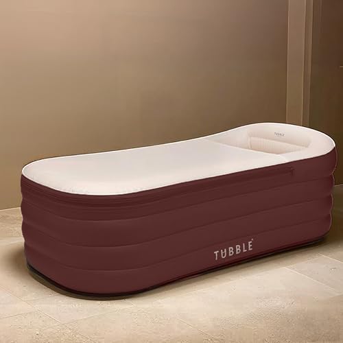 Tubble Royale Badewanne Aufblasbar Deep Burgundy 255 Liter - Faltbare Badewanne für Erwachsene bis 188 cm Aufbau in 1min Für Indoor und Outdoor Home Spa & Eisbad