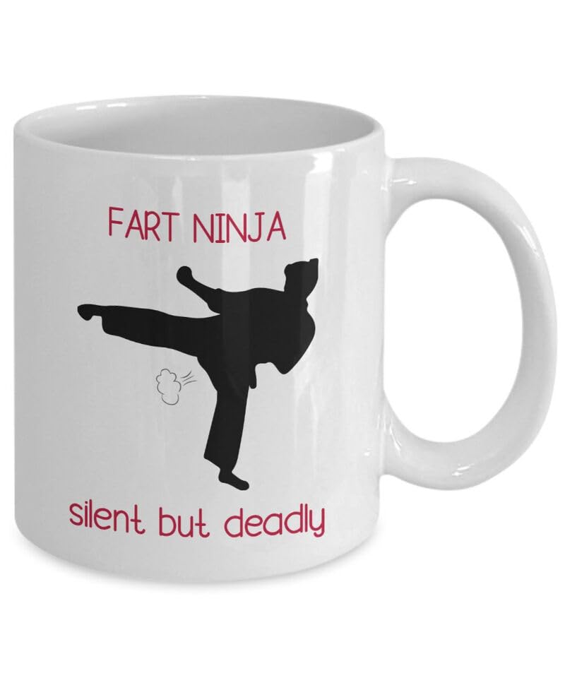 FUNKY CLUB Fart Ninja Silent But Deadly Mug Printed Coffee and Tea Ceramic Mug- 11OZ Ceramic Coffee Mug 3243