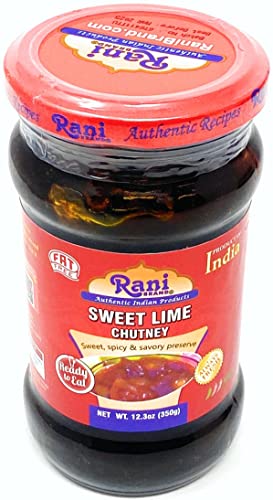 Image of Rani Lime Sweet Mango Chutney (Indian Preserve) 10.5oz (300g) Glass Jar, Ready to eat, Vegan ~ Gluten Free Ingredients, All Natural, NON-GMO