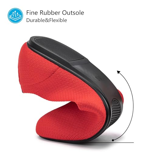 Image of Frank Mully Women's Ballet Flat Shoes Knit Dress Shoes Round Toe Slip On Ballerina Flats for Woman Low Wedge Comfort Soft