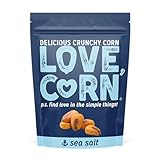 LOVE CORN Sea Salt – Crunchy Roasted Corn Snack, 3 Simple Ingredients, Gluten Free, Non-GMO, Zero Sugar, Vegan, Plant Based– Alternative to Chips, Nuts & Crackers – Office & On-the-Go Snacks – 4oz