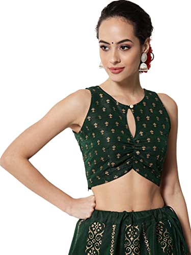 Image of studio rasa Women's Dupion Hand Block Printed Readymade Top for Festive Wedding Party