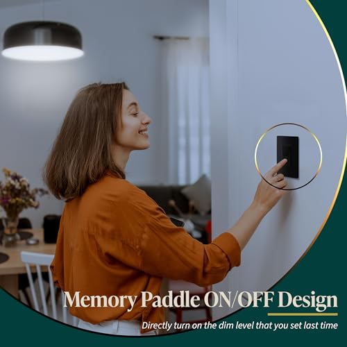 Image of TOPGREENER Kalide Dimmer Light Switch, LED Dimmer Switch, Full Range Dimming, Single Pole /3-Way, 120VAC, 60Hz, 300W LED /CFL, Neutral Wire Not Required, Wall Plate Included, Black, 2 Pack