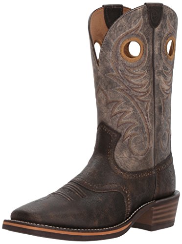 Ariat Men's Heritage Roughstock Wide Square Toe Western Boot, Brooklyn Brown/Ashes, 10 D US