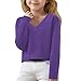 Toddler Boys Girls Solid Pullover Sweaters Crewneck Long Sleeve Sweater Knitted Shirt Kids Fall (Purple, 10-11 Years)