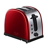 Tostador de acero inoxidable en tono rojo metalizado