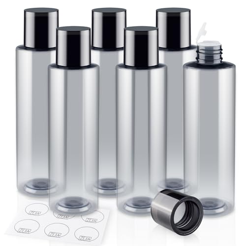 ZEJIA 200ML/6.8OZ Travel Size Toiletries, 6 Pack Travel Size Containers, Leak Proof Plastic Bottles for Shampoo, Lotion, Body Wash with 6pcs Labels