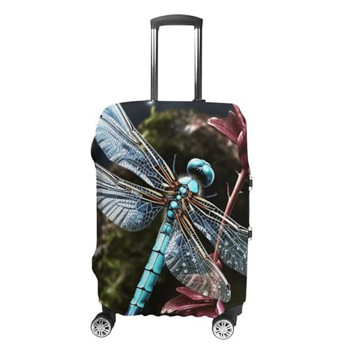 Blue Dragonfly Luggage Cover, Elastic Luggage Protector Fits 19-32in Suitcases, Washable & Anti-Scratch Suitcase Cover for Men Women M