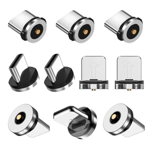 Raosky 2in1 10pcs Magnetic Charging Tips, 360 Rotate Tips for USB-C/iOS Ports, Water-Dustproof, No Cord, Non-Data (USB-C+iPhone) 10PCS