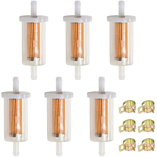 ZAMDOE 6 filtros de combustible universales de alto flujo de 1/4 pulgadas en línea para cortacésped, tractor, motocicleta, para Briggs & Stratton 695666 845125 5065 5065D 5065K 691035 493629