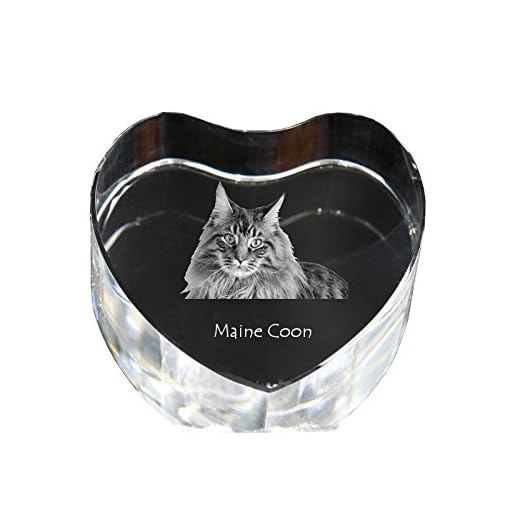 ArtDog Ltd. Maine Coon, kristallhjärta med katt, souvenir, dekoration, begränsad upplaga, glassamling