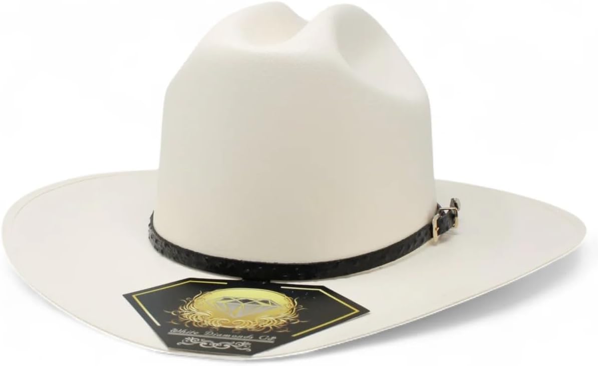 Men's White Diamonds San Judas Western Cowboy Straw Hat 100X Sinaloa Style 3 1/2" Brim - Sombrero Vaquero Fino - Image 6