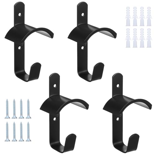 4PCS Horse Bridle Hooks, Metal Bridle Rack Wall Mount With Hook, Black Bridle Rack With 8 Screws, Horse Tack Storage Room Trailer Stall Stable Barn Accessories, For Horse Barn Tack Room Stall Storage