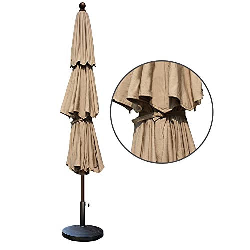 EliteShade USA 10-Year-Non-Fading 9ft 3-Tier Market Patio Umbrella, Commercial Grade Outdoor Table Umbrella with Crank Open, Windproof & UPF 50+ UV Protection, Heavy Duty Ventilation for Garden, Deck, Pool, Backyard, Beach & Bistro, Heather Beige by EliteShade - Image 8