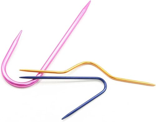 Miniatura 3 de SEWACC 18 piezas de soporte de hilo agujas torcidas agujas de tejer a mano, agujas de lana con agujas de tejer, soporte de agujas, soporte para