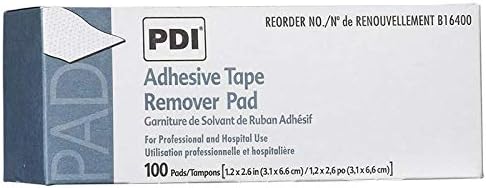 PDIHealthcare B16400 Adhesive Tape Remover Pad, 1.2" Width, 2.6" Length (Pack of 100)