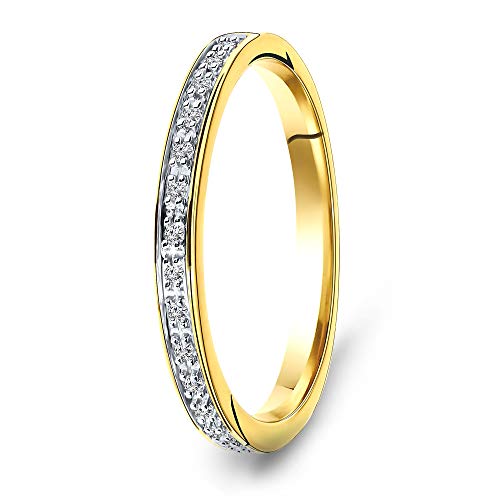 Miore Bague Femme Bague étérnité avec Diamants 0.05 Ct en Or Jaune 9 Carat / 375 Or, Bijoux