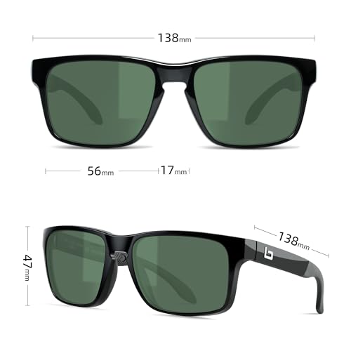 Bnus italy made classic sunglasses corning real glass lens w. polarized option (B7066 Black/G-15 Non-Polarized, Glass Lens) - Thumbnail 3