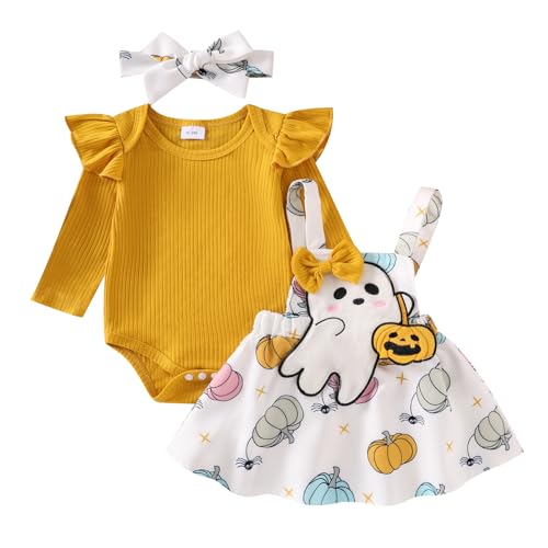 Baby Girl Halloween Outfit My First Halloween Ruffle Romper Pumpkin Suspender Overalls Dress Newborn Skirt Sets