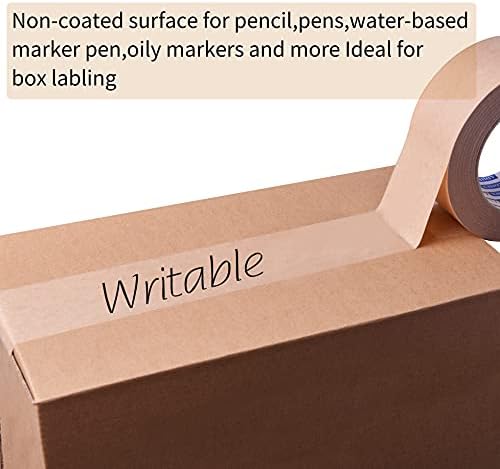 ADHES Heavy Duty Kraft Paper Tape Eco Friendly Packing Tape Writable Non-Coated Surface for Masking, Sealing, and Packaging Use,2 x 43 Yards,6Rolls