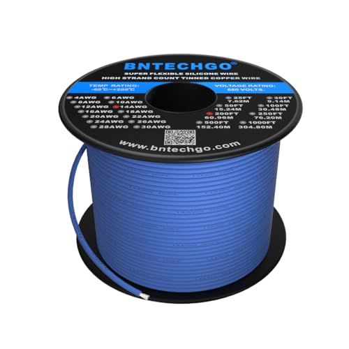 Câble silicone 14 AWG de haute qualité en cuivre étamé bleu Bntechgo