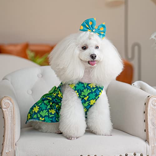 Image of CuteBone Dog Mesh Dress St.Patrick's Day Puppy Sundress Pet Outfit Summer Fashion for Small Dogs Girl Cat Clothes