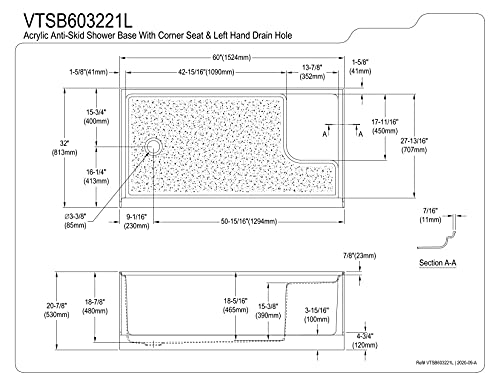 Kingston Brass Vtsb603221L Grenada Shower Base, White 60 X 32 X 20.88 #TOP5