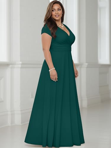 Image of KOH KOH Womens 2026 Sexy Cap Short Sleeve V-Neck Flowy Cocktail Gown