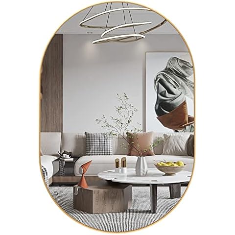 CASSILANDO Oval Mirror, 20"×30" Oval Bathroom Mirror, Metal Frame Mirror, Hang Horizontally or Vertically Unique Wall Mounted Mirror, Golden Vanity Mirror for Living Room, Bathroom, Bedroom, Entryway Cover