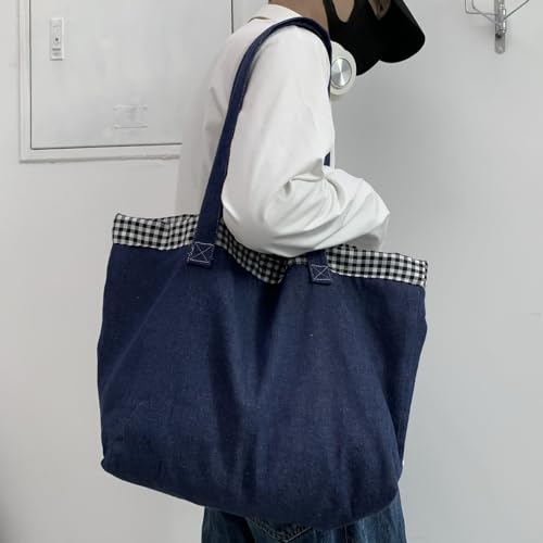 Bolso tote de mezclilla para mujer, negro miniatura 2