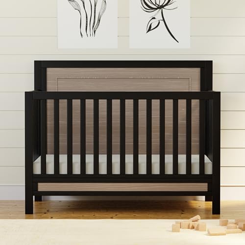 Image of Carter's by Davinci Radley 4-in-1 Convertible Crib in Ebony & Coastwood, Greenguard Gold Certified