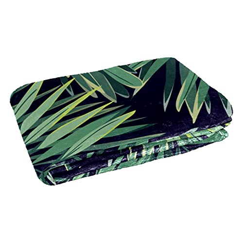 Couverture douce imprimé palmier vert 150x100 cm en tissu haute densité