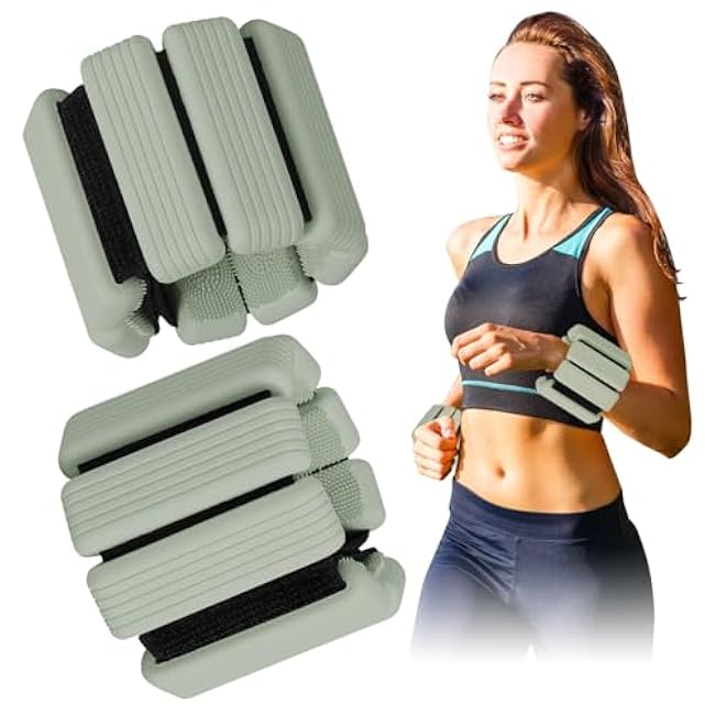 Wrist & Ankle Weights for Women & Men 1 Pair (1Lb Each), Wearable Arm & Leg Workout Weights, Adjustable Silicone Weight Bangles set for Gym Yoga Pilates Walking Running - Mothers Day Gifts
