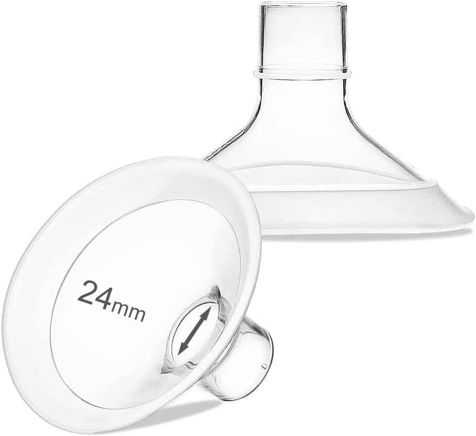 Azonee 1 Pack 24mm Flange Breast Shields Medium Breast Pump Flanges for Medela, Replace Flange Compatible with for Medela Breast Pumps Personalfit Connector