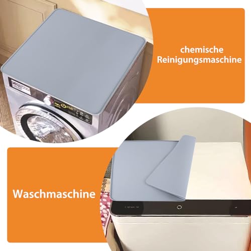 AUMAYCO Waschmaschinenauflage, 50 x 60cm Silikon Anti-Rutsch Waschmaschinen Auflage, Waschmaschine und Trockner Top Protector Matte, Grau Anti-Verschleiß Waschmaschine Matte für Haus Küche Waschküche
