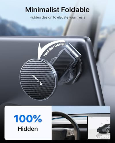 Image of andobil 3rd Gen Tesla Phone Mount 【Upgrade Adhesive & Upgrade Stongest Magnet】 Phone Holder for Tesla New Model Y Juniper Model 3, 360 Adjustable Tesla Phone Holder fits iPhone 17 16 15 14 Pro Max