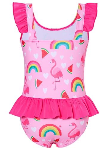 Image of Toddler Girls One Piece Ruffle Swimsuit Mermaid Bathing Suit 2-7Y | UPF 50+ quick-dry girls swimsuit,Cute flutter sleeves and ruffled hem,Mermaid Swimwear for pool,party,beach vacation.