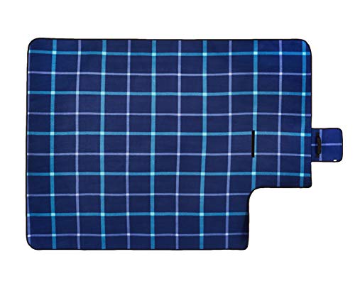 Amazon Basics Reisezubehör- Reisedecke mit wasserdichter Unterseite, 150 x 195 cm, Dunkelblaues Plaid