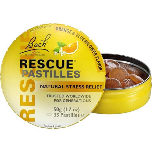 image for Bach RESCUE PASTILLES, Orange and Elderflower Flavor, Natural Stress R