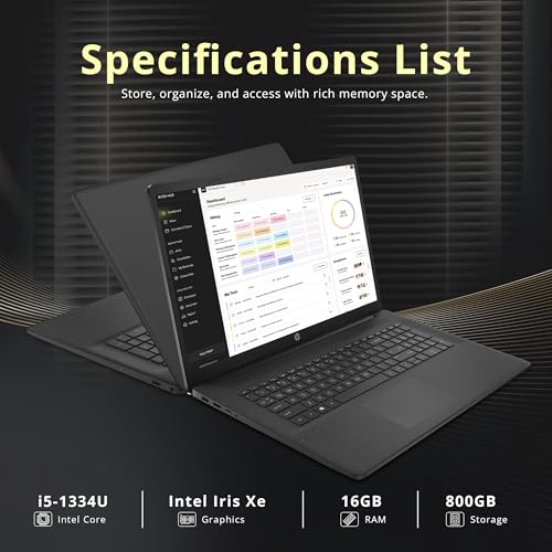 Image of HP 17.3 inch HD+ Business Laptop, Intel i5-1334U, 16GB RAM, 800GB Storage(512GB SSD+288GB Docking Station Set), Intel Iris Xe Graphics, Full Size Keyboard, Wi-Fi 6, 720p HD Camera, Win 11, Jet Black