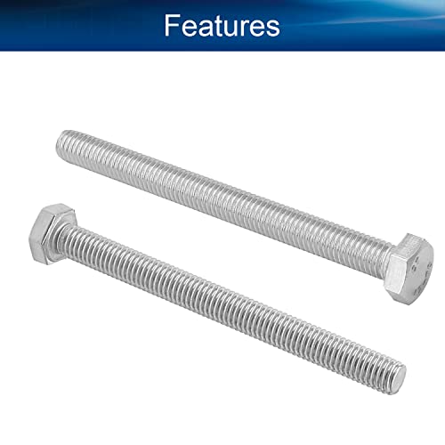 Image of Bettomshin 4Pcs M8 x 90mm Hex Bolts, 304 Stainless Steel 1.25mm Thread Pitch Fully Threaded Metric Hex Head Screw Bolts, Hexagon Screw Bolt, Hex Tap Bolts, Silver, A2-70 (Overall Size 95.3x13x13mm)