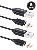 Smart&Cool Gen3 Nylon Braided Super Magnetic Micro USB Charging and Data Transfer Cable for Android Phone and Tablets (5ft-Black Twin Pack)