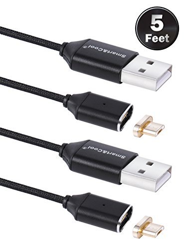 Smart&Cool Gen3 Nylon Braided Super Magnetic Micro USB Charging and Data Transfer Cable for Android Phone and Tablets (5ft-Black Twin Pack)