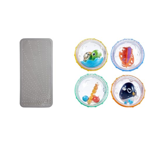 Image of Munchkin® Soft Spot™ Cushioned Bath Mat for Kids, Grey & ® Float & Play Bubbles™ Baby and Toddler Bath Toy, 4 Count