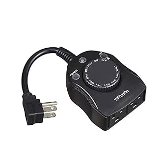 Tiffcofio Outdoor Dusk-to-Dawn Timer Outlet with 2 Grounded Outlets
