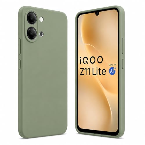 Image of FIRST MART Matte Silicone Back Cover for iQOO Z11 Lite - Green