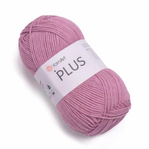 Image of YarnArt Plus Soft Cotton Blend Yarn - 100g (3.5oz) 160m (174yds), 55% Cotton 45% Acrylic - Worsted Weight #4 - Ideal for Amigurumi, Baby Projects, Knitting & Crochet - Durable & Smooth (65-)