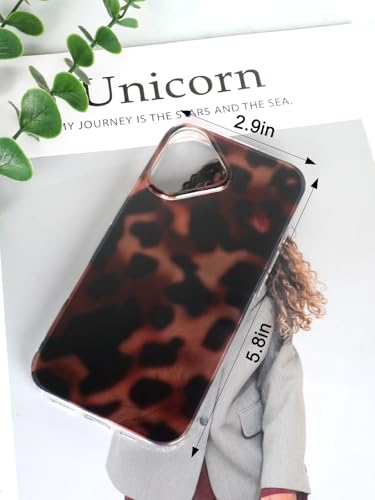 Capa de telefone âmbar leopardo, capa fina à prova de choque com design fofo, capa protetora estética marrom, acessório móvel com acabamento brilhante durável